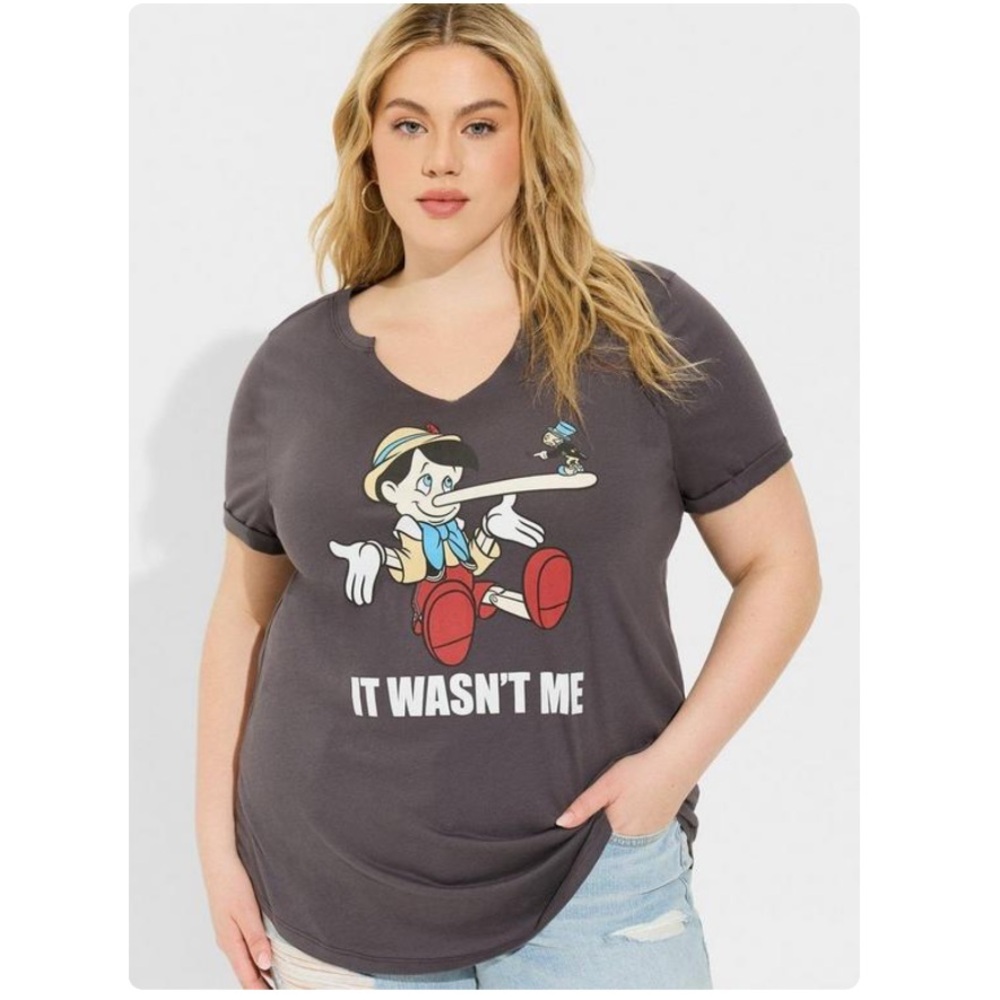 TORRID NWT Disney Pinocchio Classic Fit Cotton Clip Neck Top